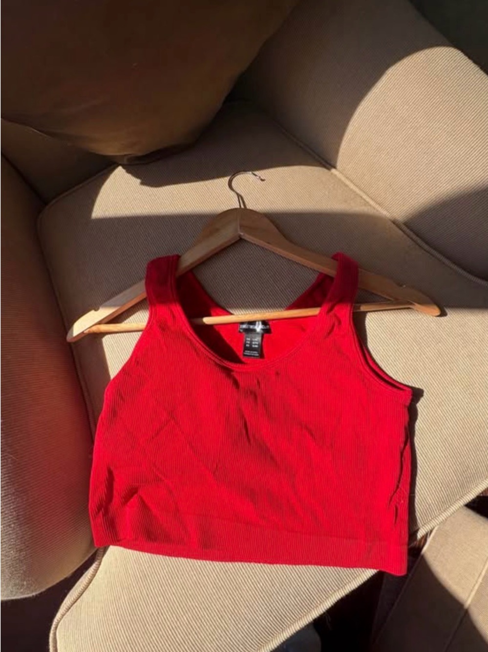 Urban Planet Red Ribbed Crop Tank